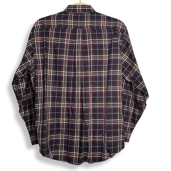 Brooks Brothers‎ 346 Shirt Mens Large Navy Red Plaid Button Down Non-Iron Cotton - Picture 8 of 9